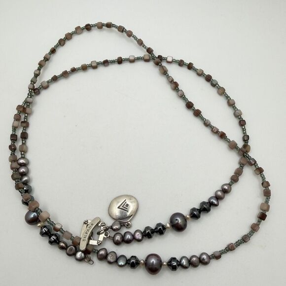 33" SILPADA N1784 Sterling Silver, Hematite, pearl, glass seed bead necklace! - Picture 6 of 13